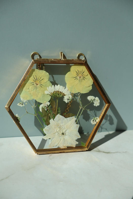 Pressed Flower Frame: Botanical Glass Window Hanging, Wildflower Art