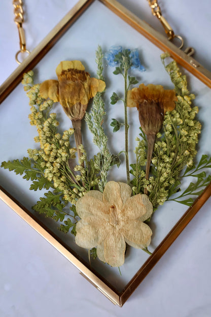 Custom Pressed Wildflower Frame: Botanical Glass Window Decor, Custom Floral Gifts