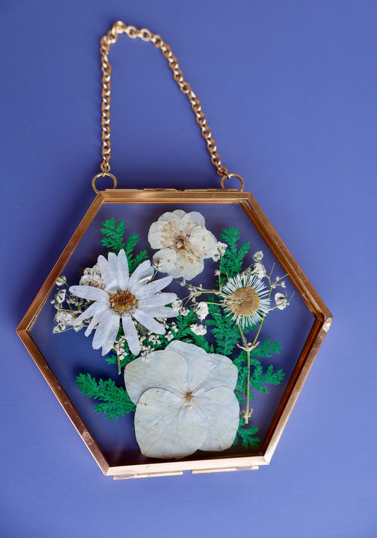 Pressed Flower Frame: Botanical Glass Wall Art, Wildflower Decor, Floral Gifts