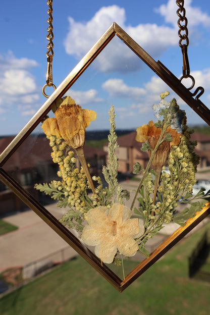 Custom Pressed Wildflower Frame: Botanical Glass Window Decor, Custom Floral Gifts