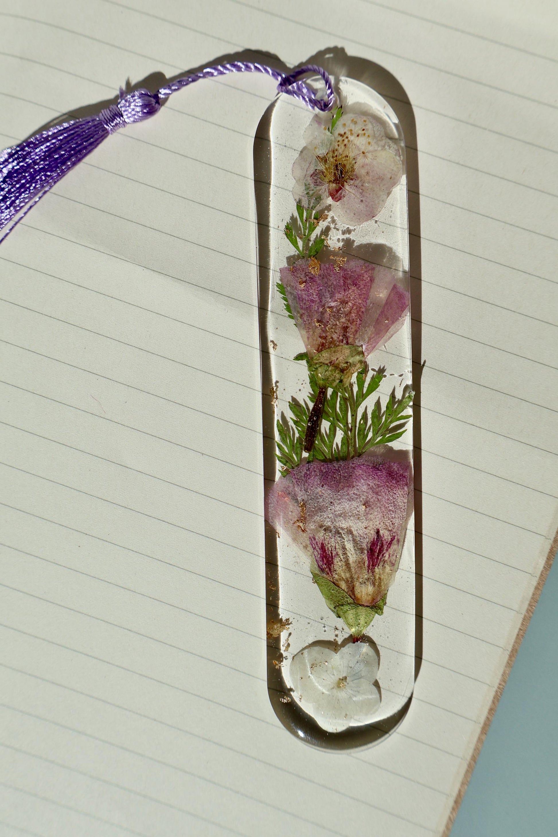 Handmade Pressed Flower Bookmark: Floral Resin Reading Accessory