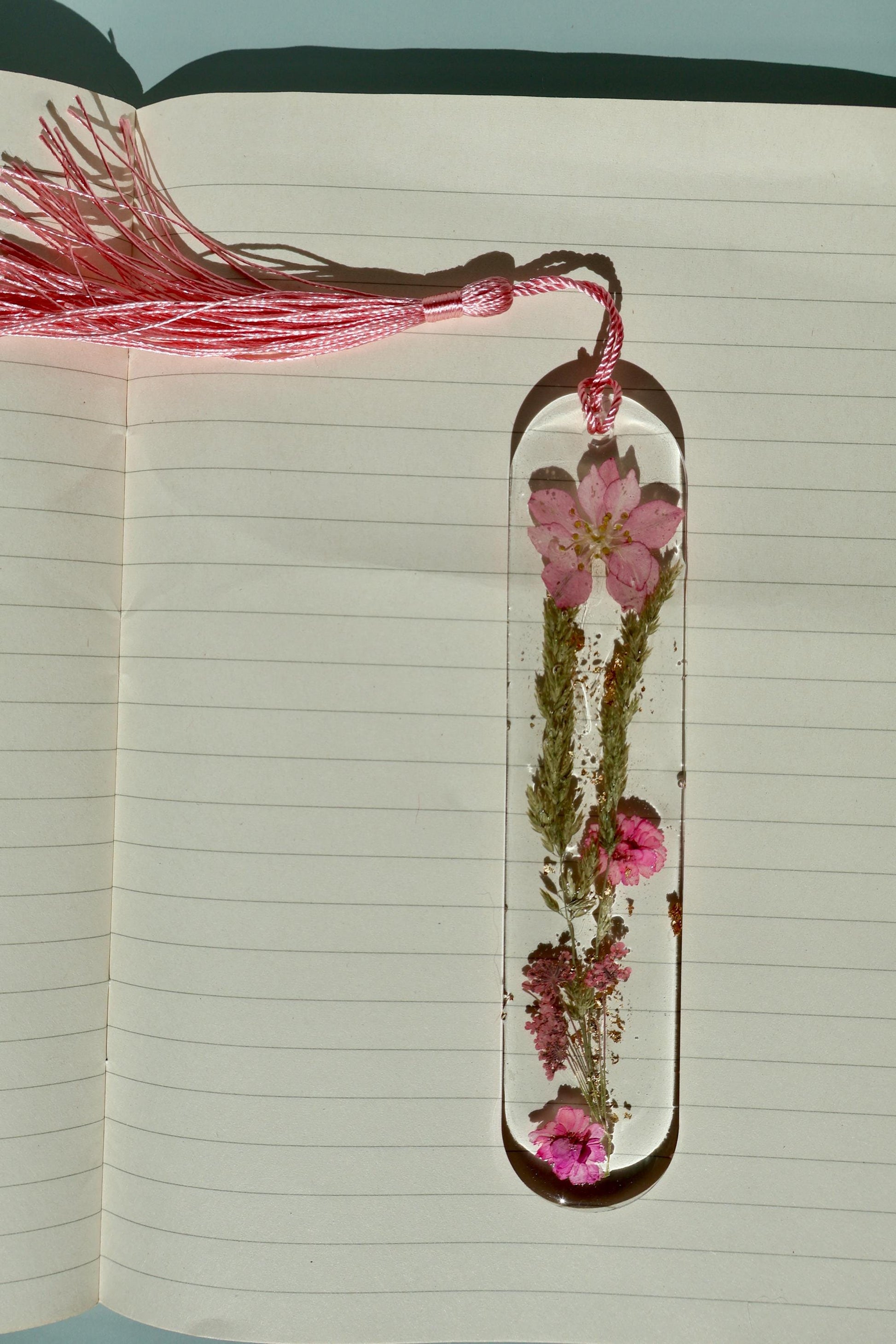 Handmade Pressed Flower Bookmark: Floral Resin Reading Accessory