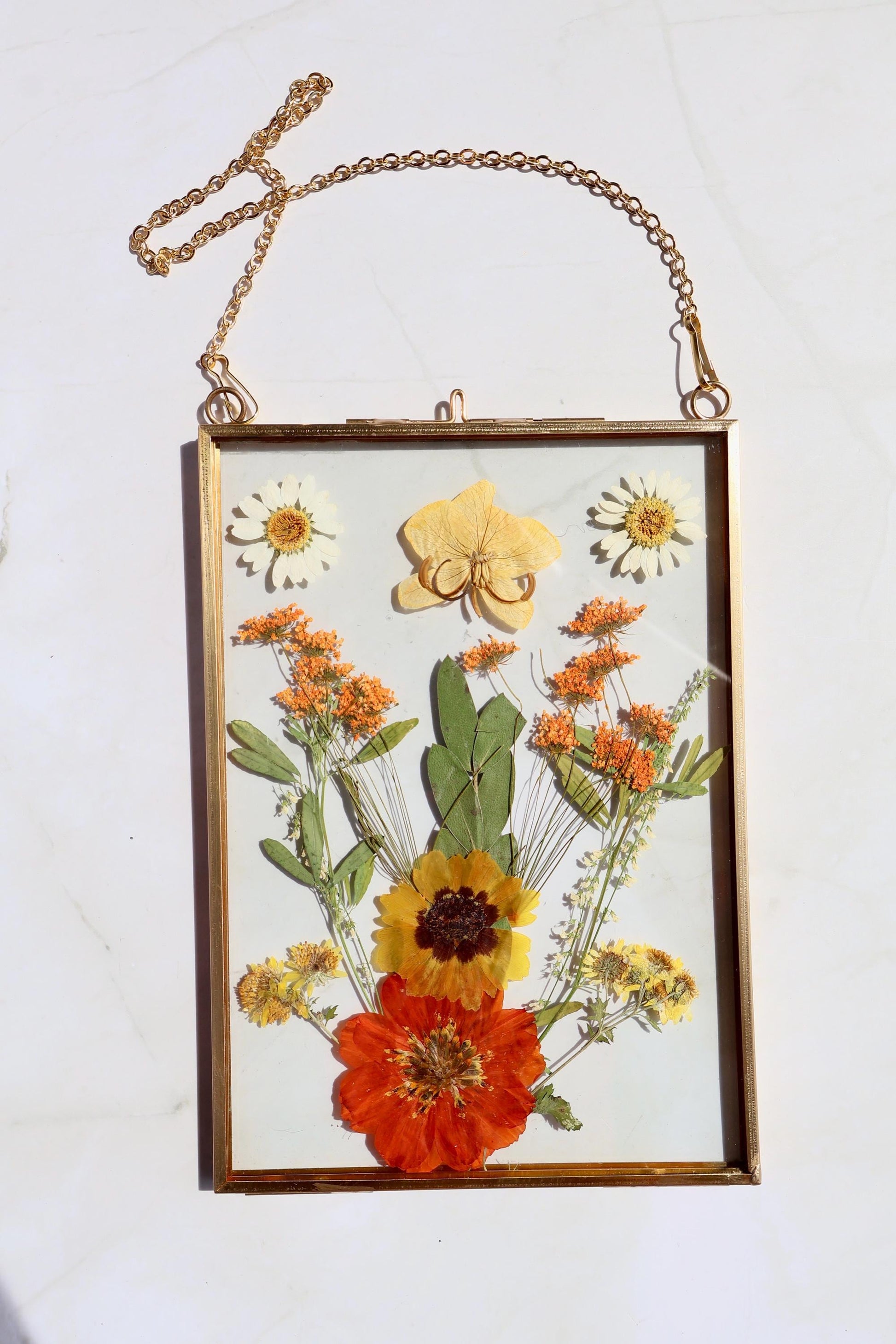 Custom Pressed Flower Polaroid Frame: Botanical Wall Art, Dried Wildflower Decor, Floral Gifts