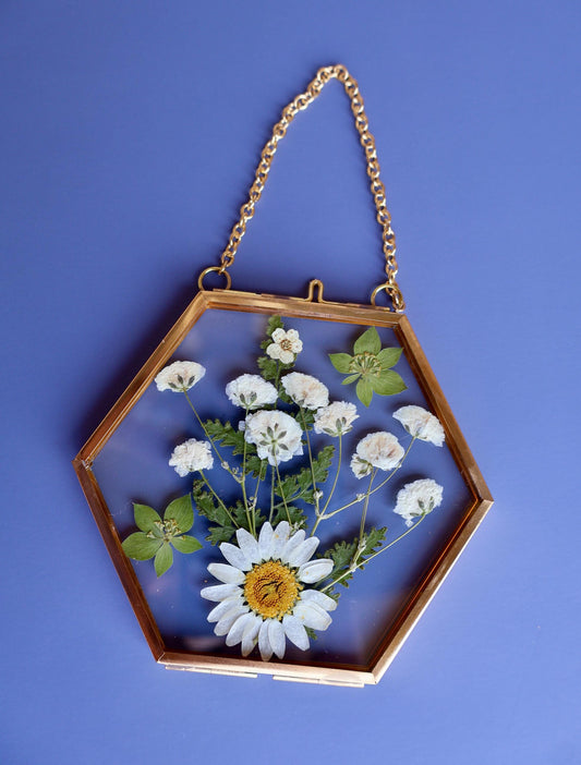 Pressed Flower Frame: Botanical Glass Wall Art, Wildflower Decor, Floral Gifts