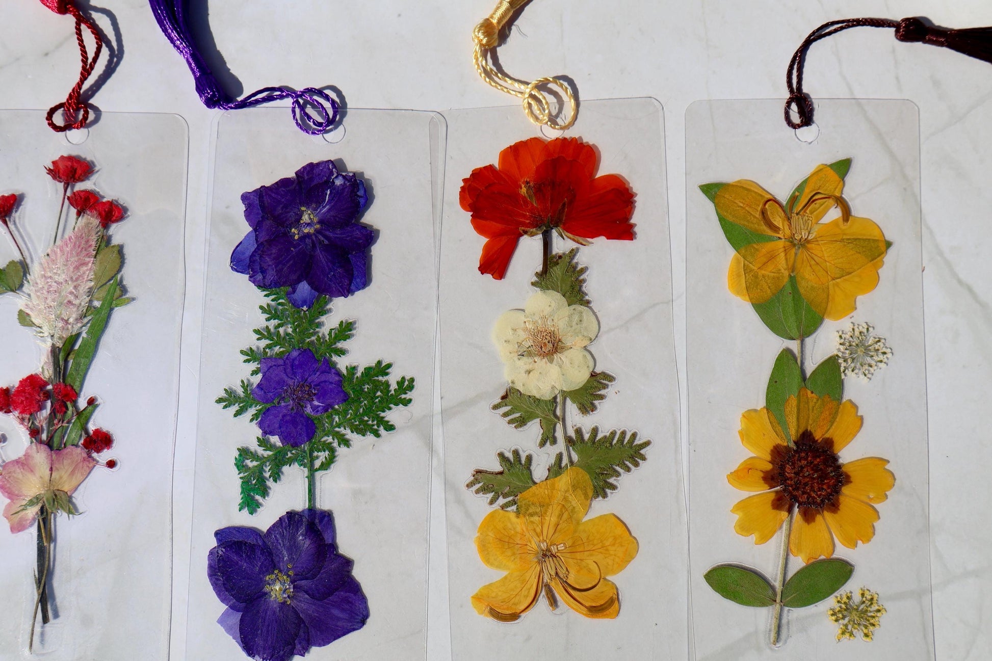 Handmade Pressed Flower Bookmark: Floral Laminated Reading Accessory