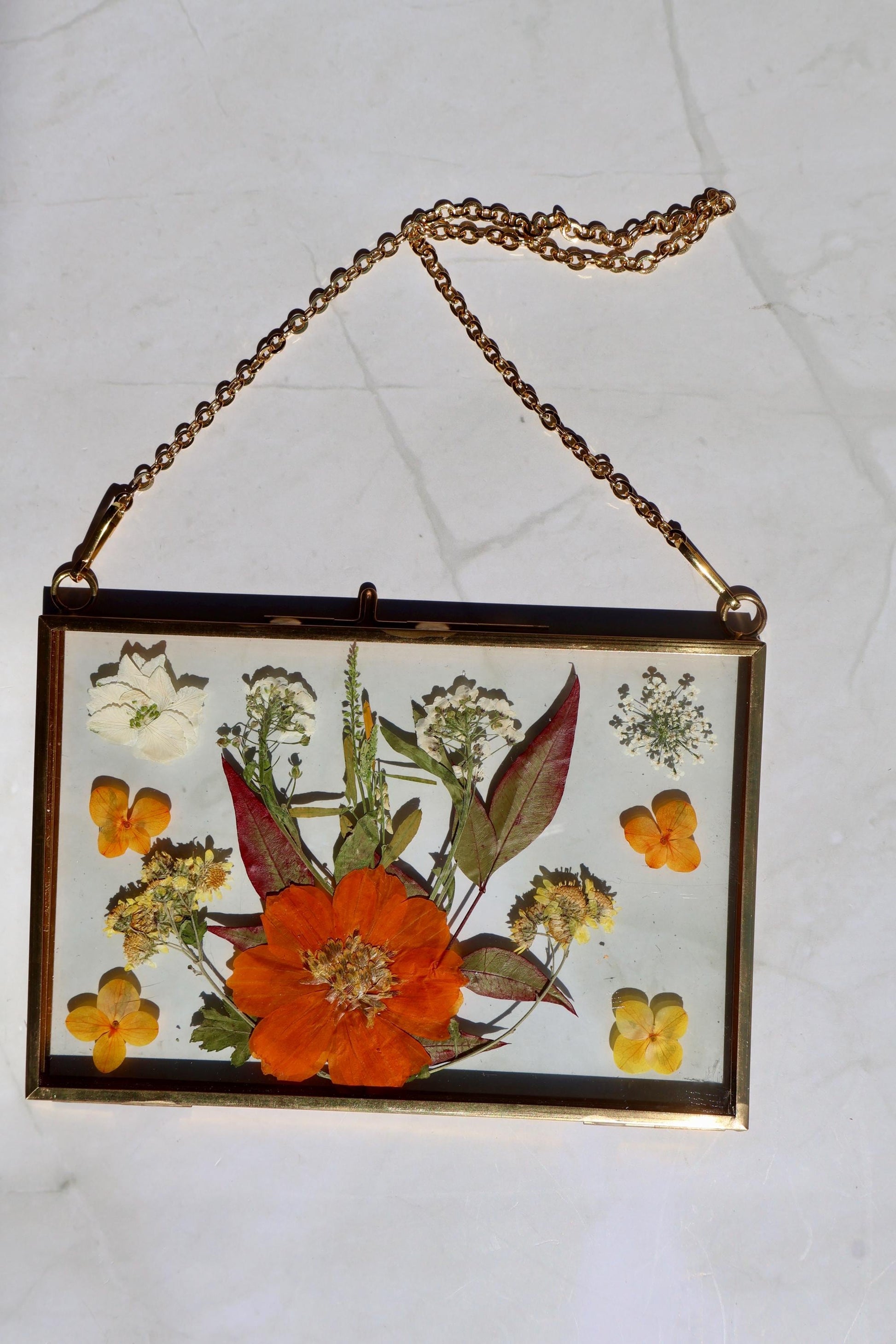 Custom Pressed Flower Polaroid Frame: Fall Decor, Dried Wildflower Decor, Floral Gifts