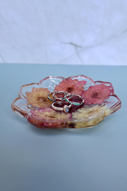 Custom Pressed Flower Trinket Tray: Botanical Decor, Floral Gift