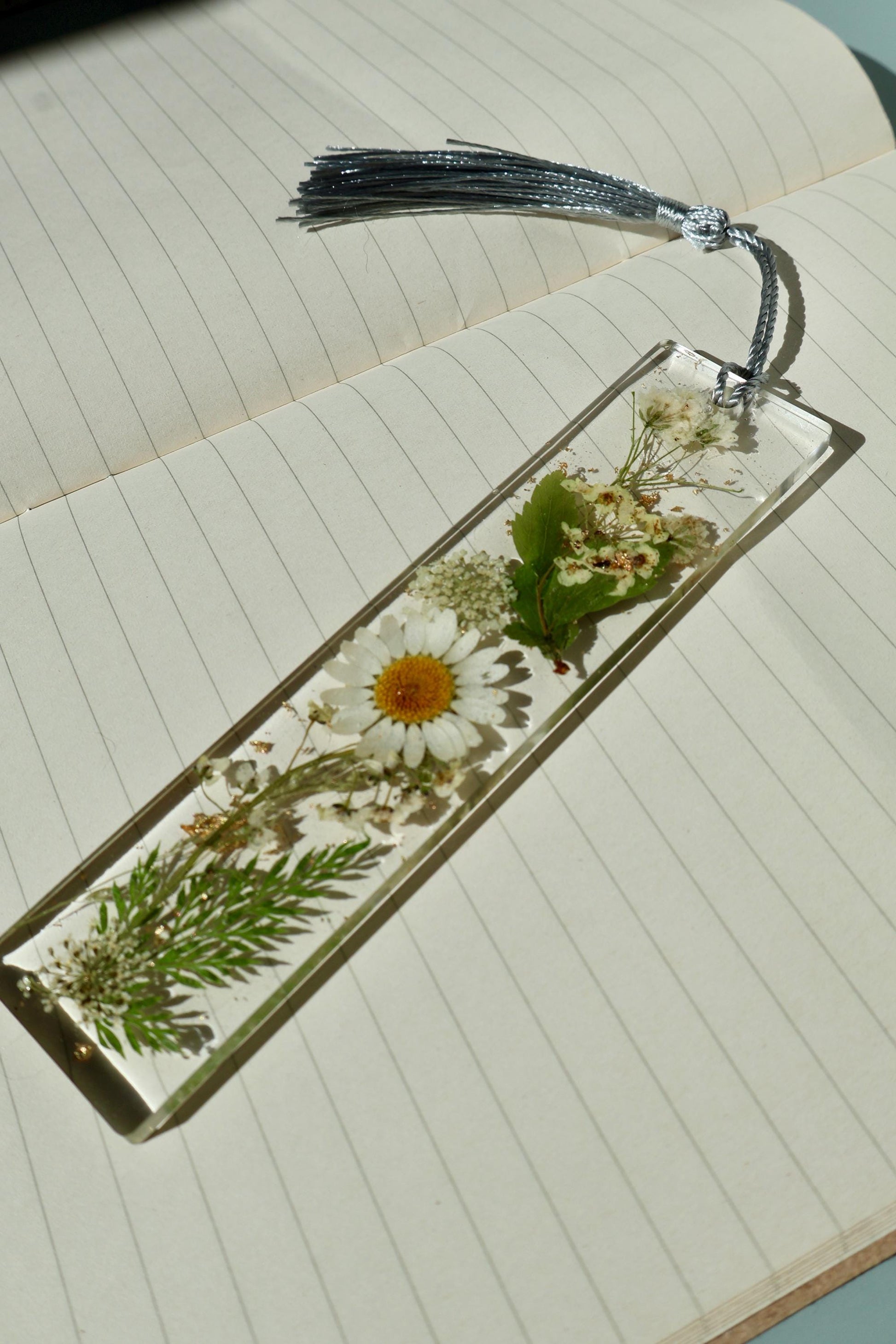 Handmade Pressed Flower Bookmark: Floral Resin Reading Accessory