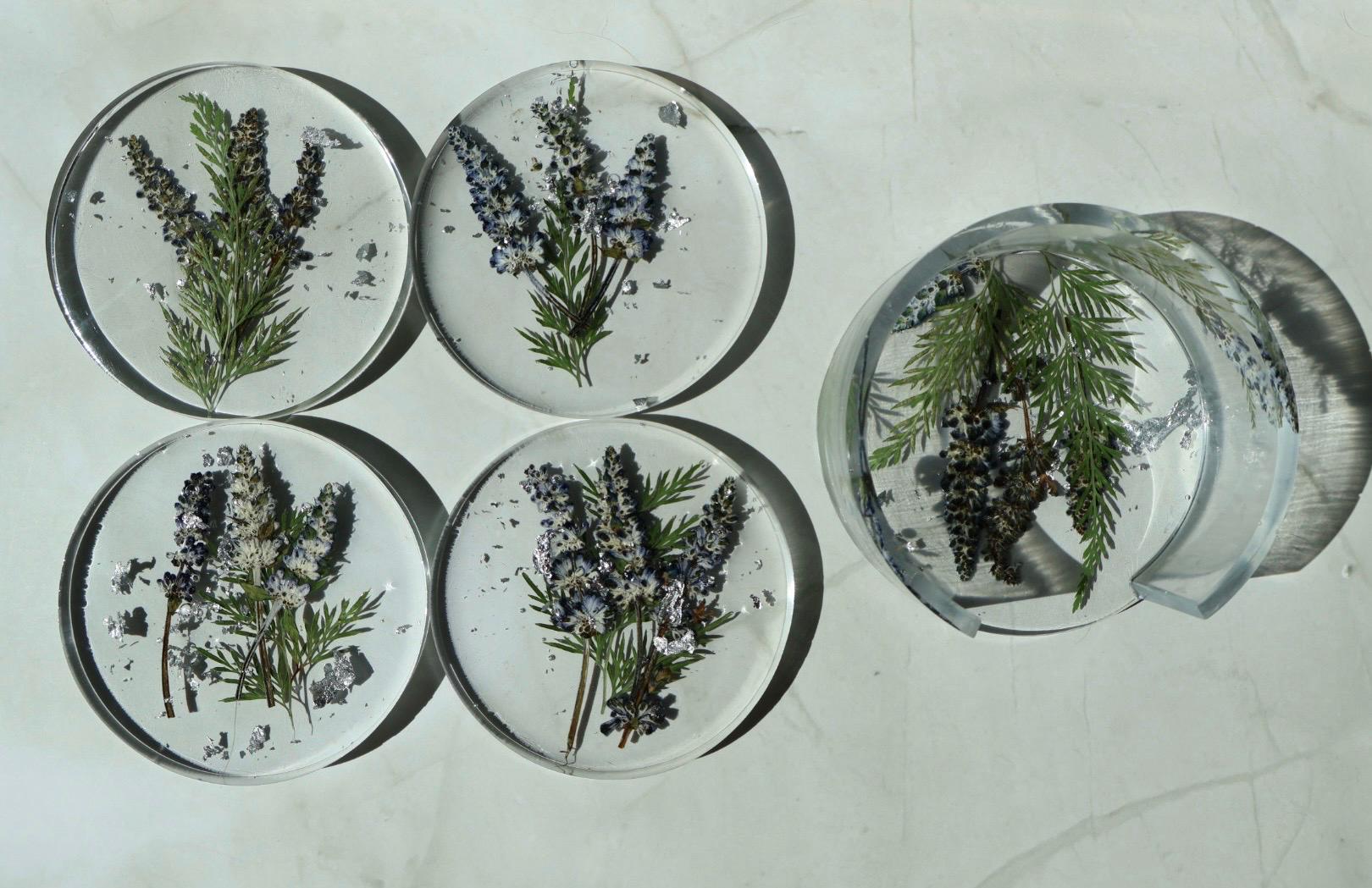 Set of Custom Pressed Flower Coasters: Botanical Flower decor, Wildflower Gift