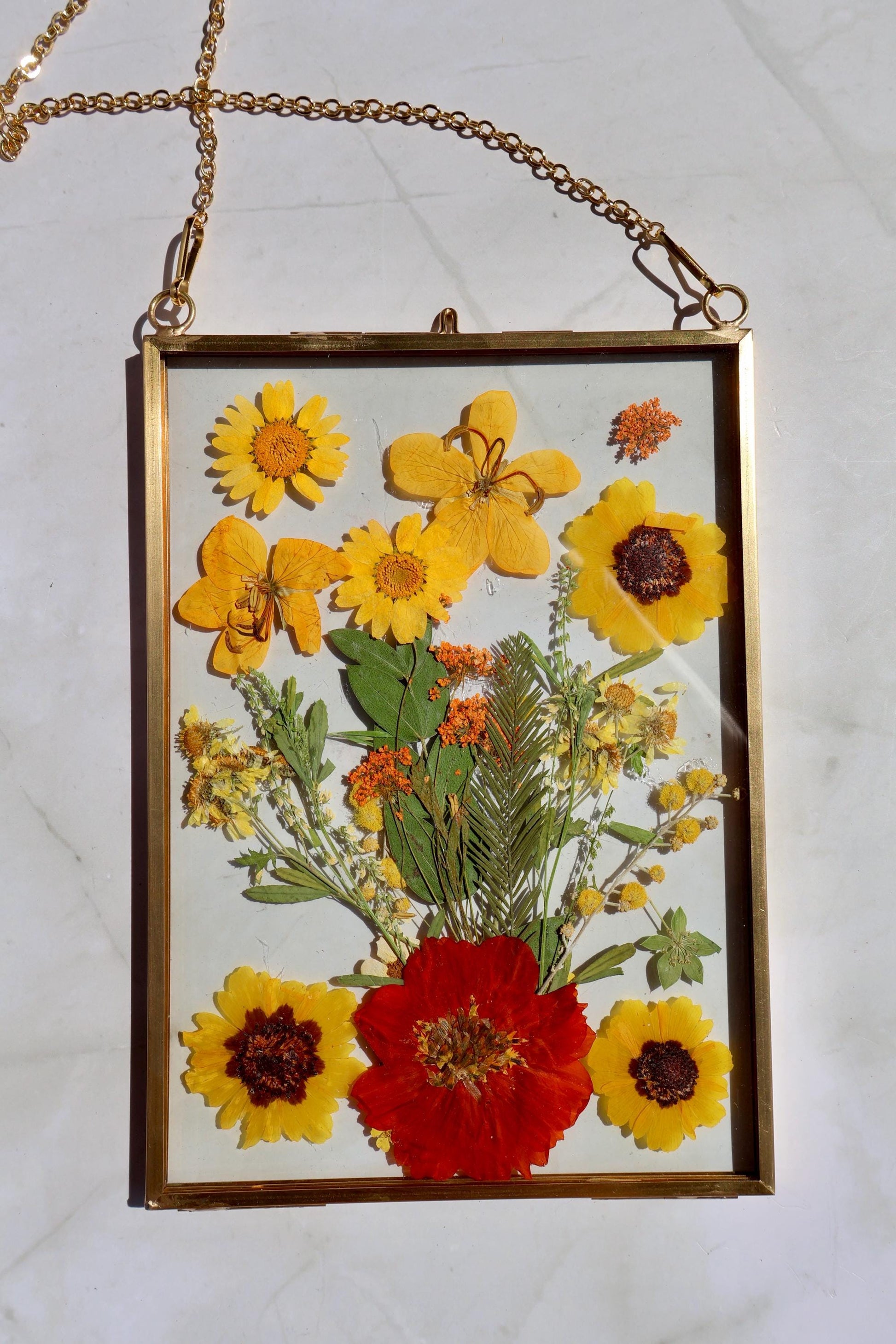 Custom Pressed Flower Polaroid Frame: Botanical Wall Art, Dried Wildflower Decor, Floral Gifts