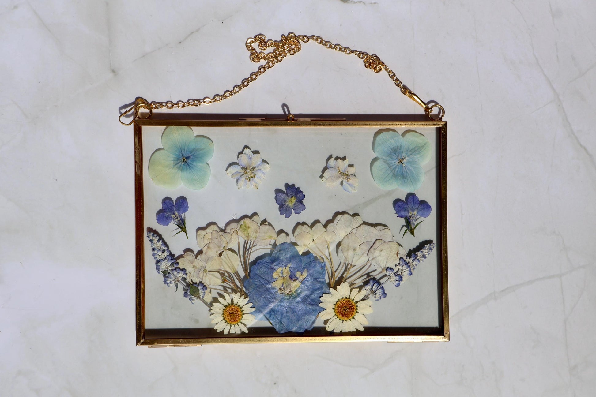 Custom Pressed Flower Polaroid Frame: Botanical Wall Art, Dried Wildflower Decor, Floral Gifts