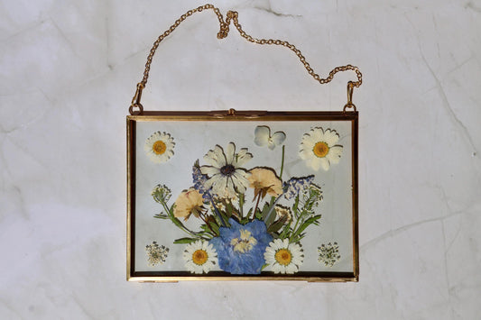 Custom Pressed Flower Polaroid Frame: Botanical Wall Art, Dried Wildflower Decor, Floral Gifts