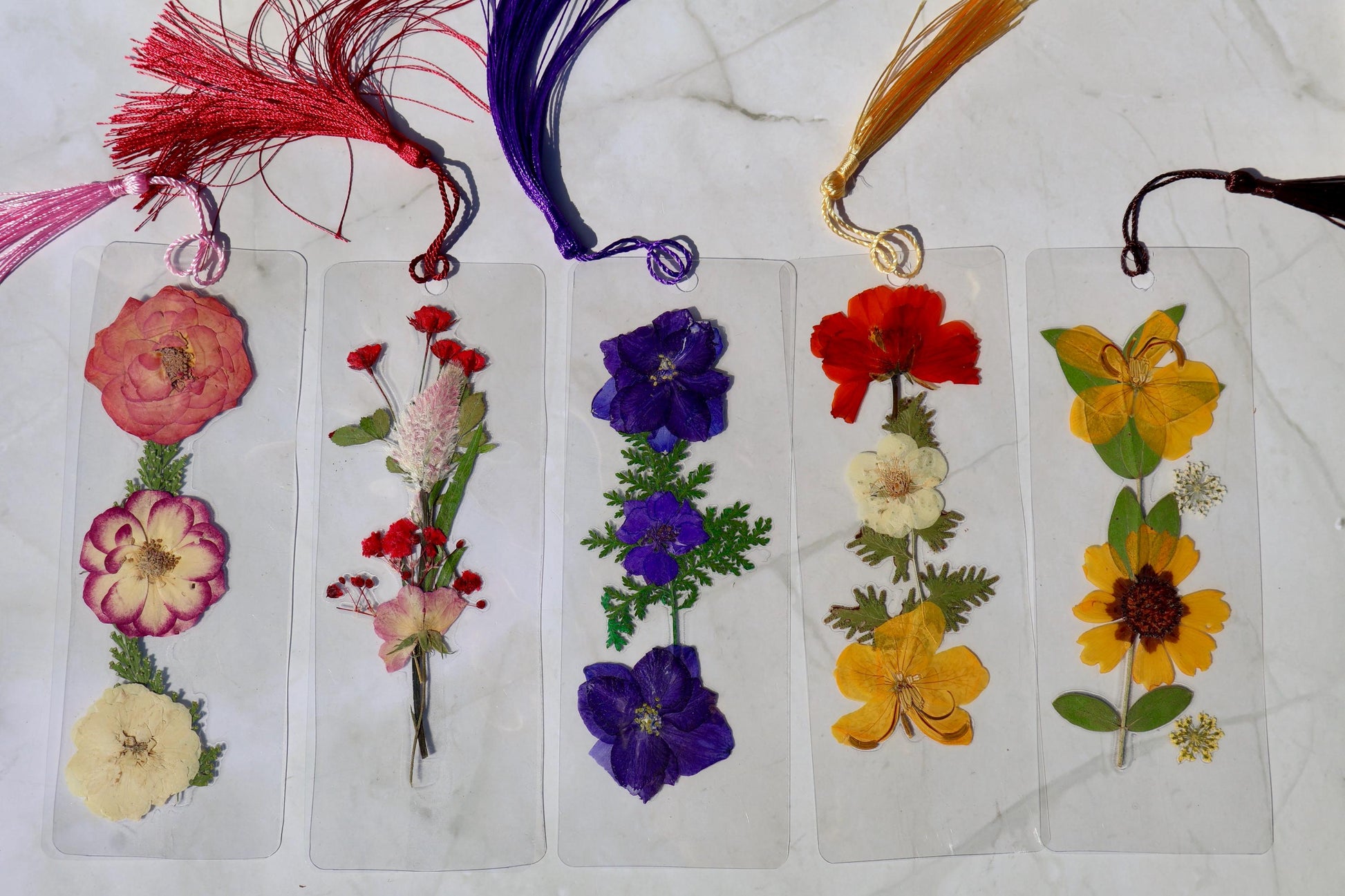 Handmade Pressed Flower Bookmark: Floral Laminated Reading Accessory