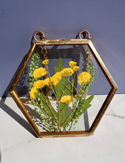 Custom Pressed Wildflower Frame: Botanical Glass Window Decor, Custom Floral Gifts, Flower Ornaments