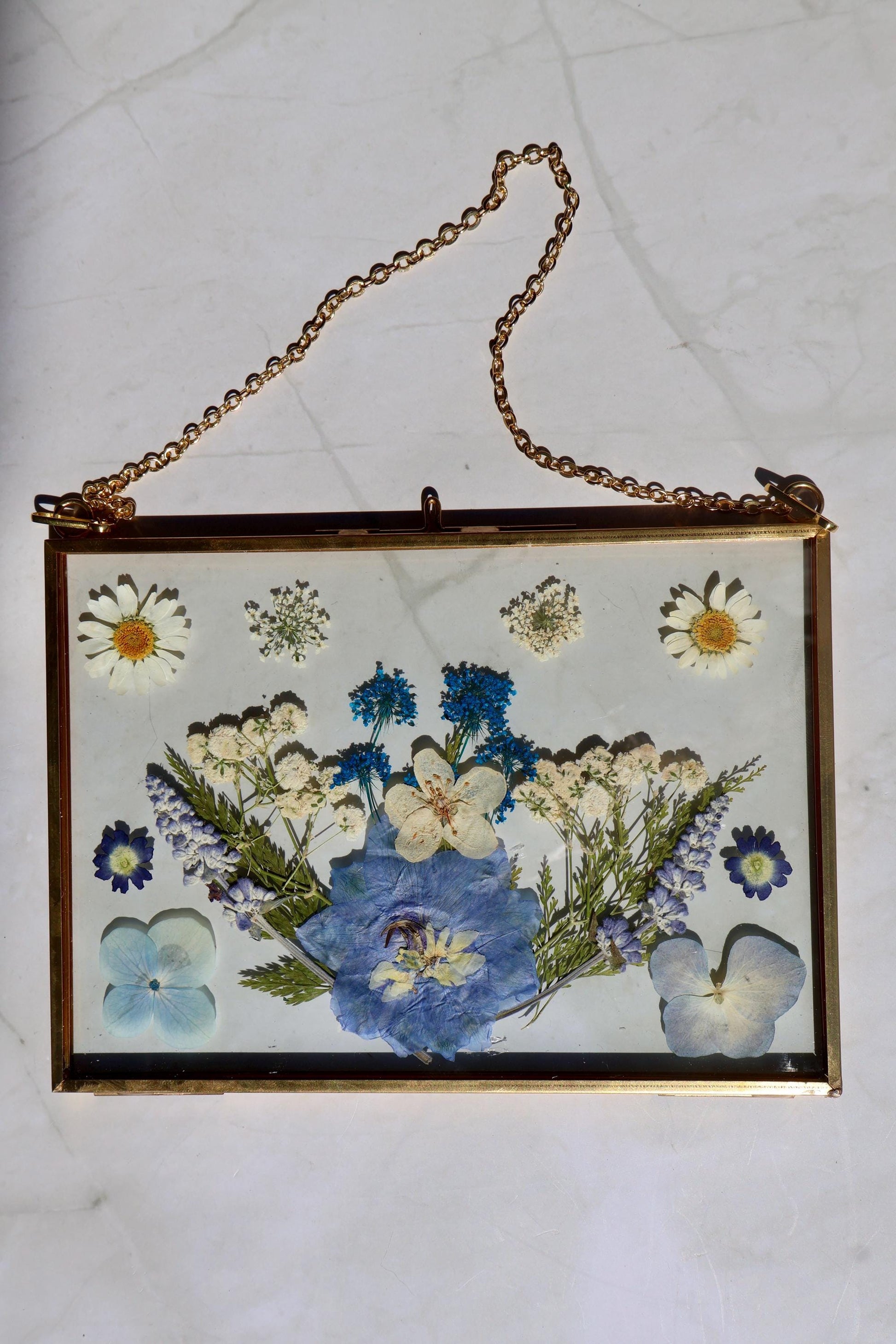 Custom Pressed Flower Polaroid Frame: Botanical Wall Art, Dried Wildflower Decor, Floral Gifts