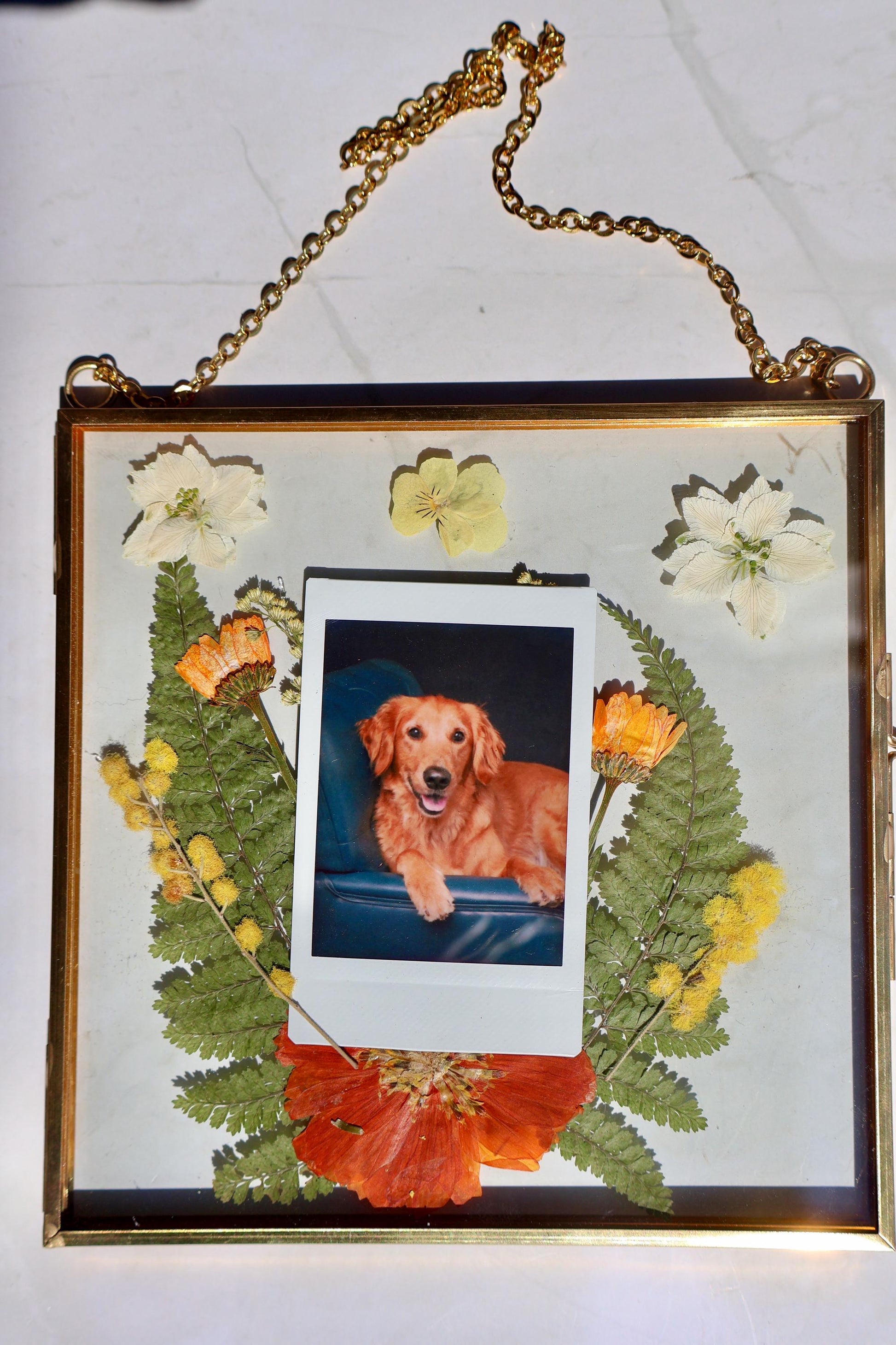 Custom Pressed Flower Polaroid Frame: Fall Decor, Dried Wildflower Decor, Floral Gifts