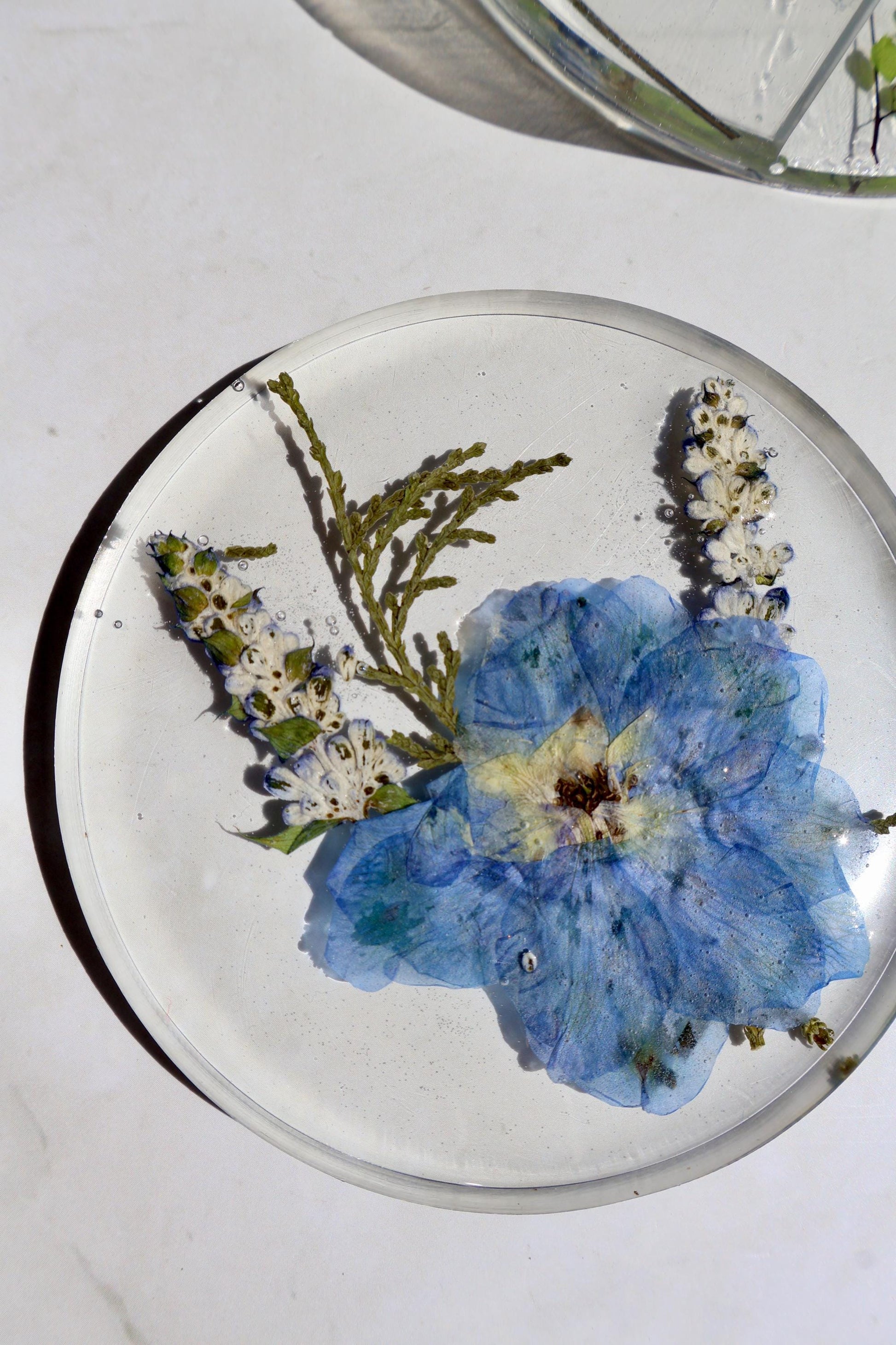 Pressed Flower Resin Coaster Set: Botanical Wildflower Decor