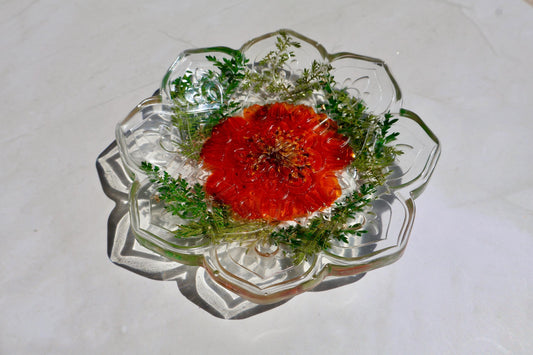 Custom Pressed Flower Trinket Tray: Botanical Decor, Floral Gift