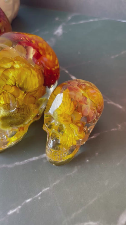 Dried Flower Resin Skull | Gothic Halloween Decor | Botanical Figurine