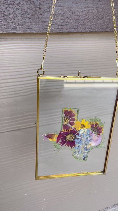 Texas Pressed Flower Frame | Real Botanical Art | 5x7 Hanging Display